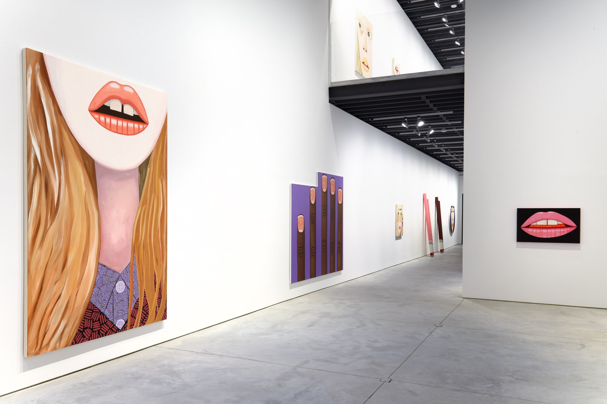 Installation view of Alessandro Pessoli's show Against Me. First floor, multiple works shown,