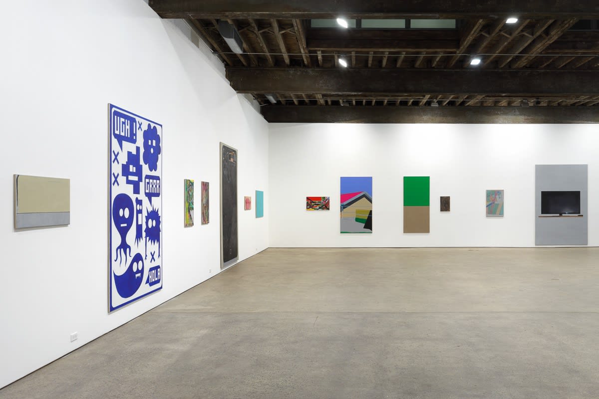 Installation view of Eberhard Havekost solo show titled Expulsion from Paradise Freeze. Several works presented.
