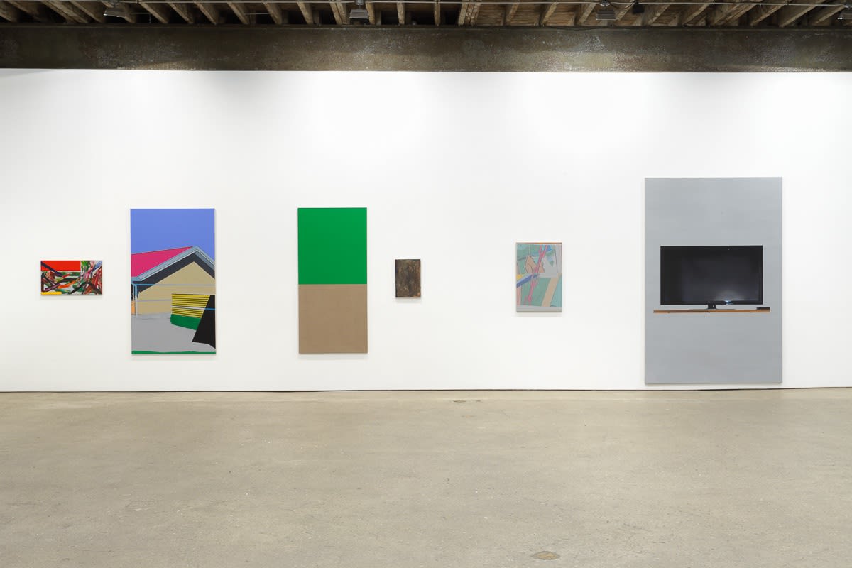 Installation view of Eberhard Havekost solo show titled Expulsion from Paradise Freeze. Five works shown.