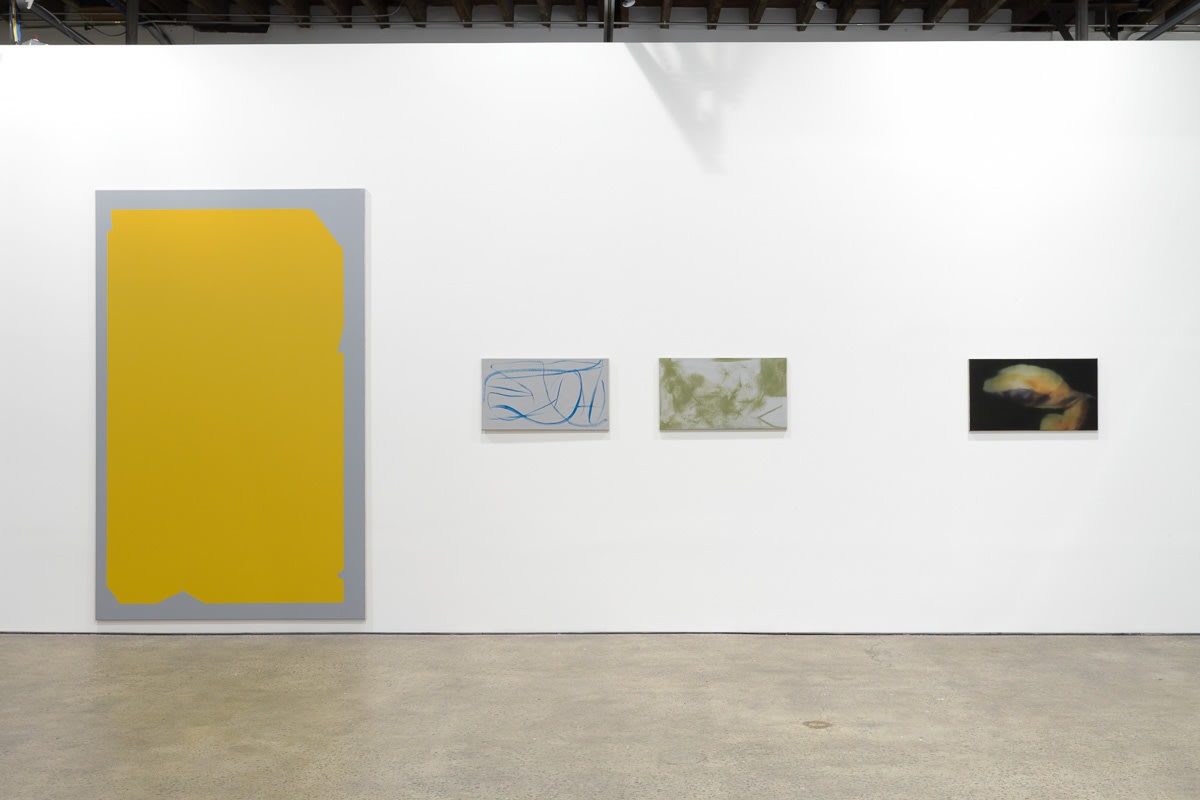 Installation view of Eberhard Havekost solo show titled Expulsion from Paradise Freeze. Three works featured.