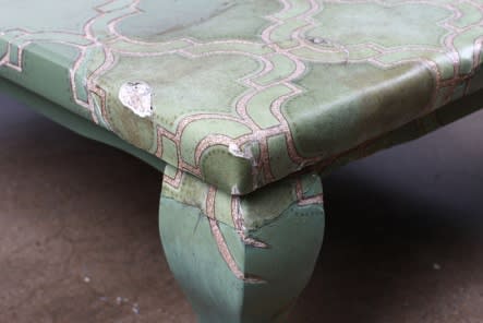 AONO FUMIAKI, MENDING, SUBSTITUTION, CONSOLIDATION, INCURSION, “Tables Covered with Floor Materials from Houses Destroyed in the Great East Japan Earthquake and Tsunami” 2012