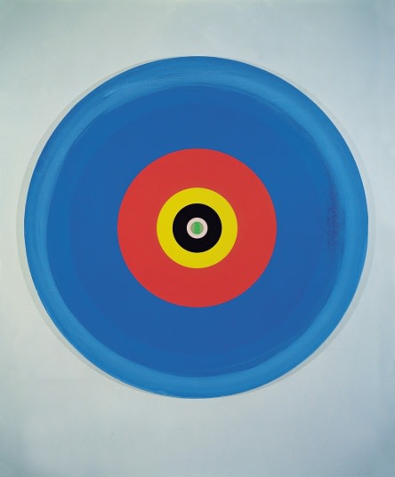 DAMIEN HIRST, GORGEOUS CONCENTRIC RED BLUE HOT COLD PAINTING (WITH GREEN CENTRE), 2002