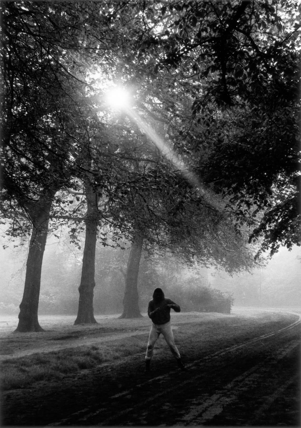 G O R D O N P A R K S Muhammad Ali Trains in Hyde Park, London, England, 1966 Gelatin silver print 24 x 20 inches