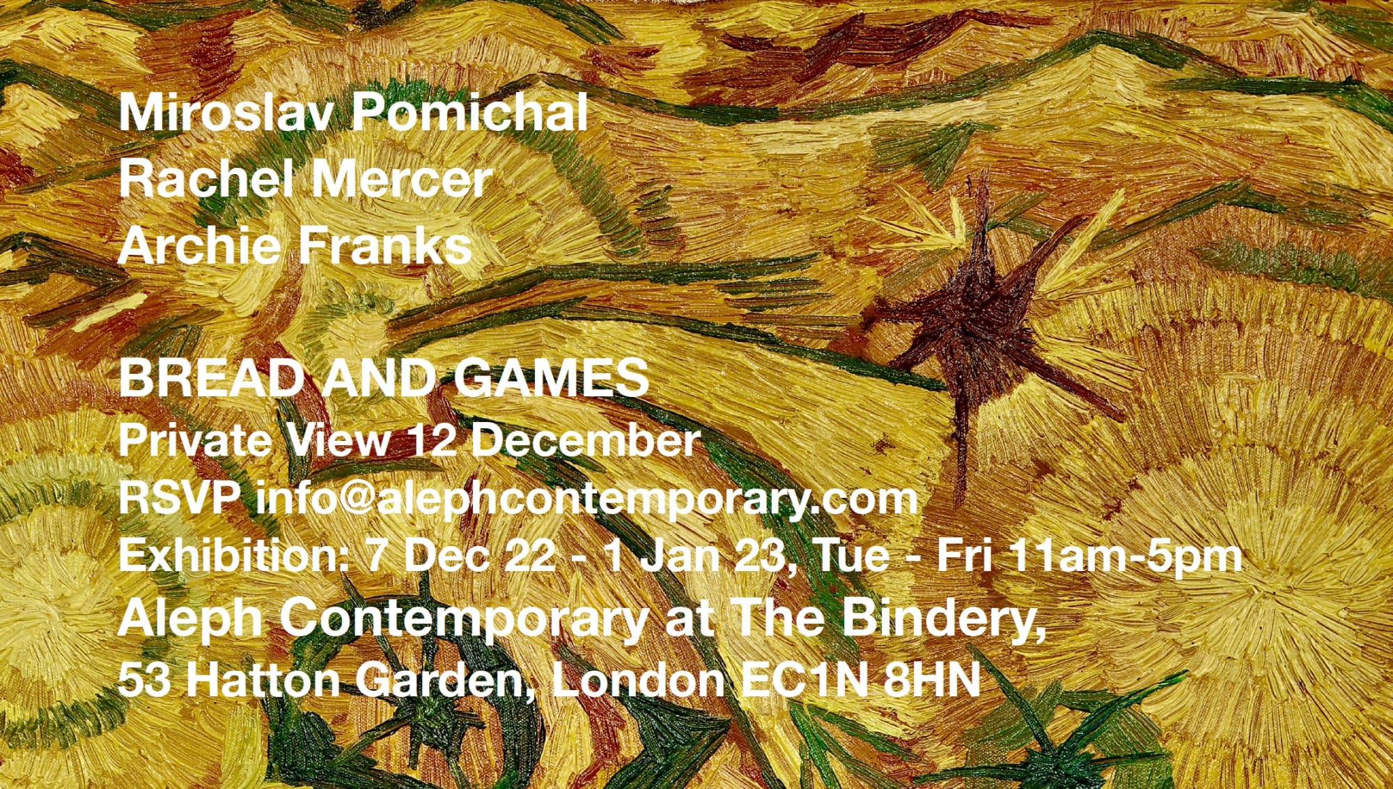 Miroslav Pomichal, Rachel Mercer, Archie Franks: Bread and Games. Text by Paul Carey-Kent: Now online and virtual