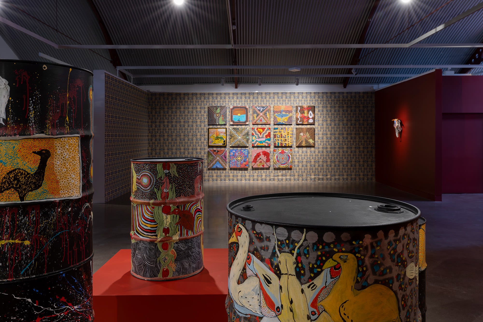 Disco Dreamtime Drums exhibition installation view. Photograph by Jessica Maurer.