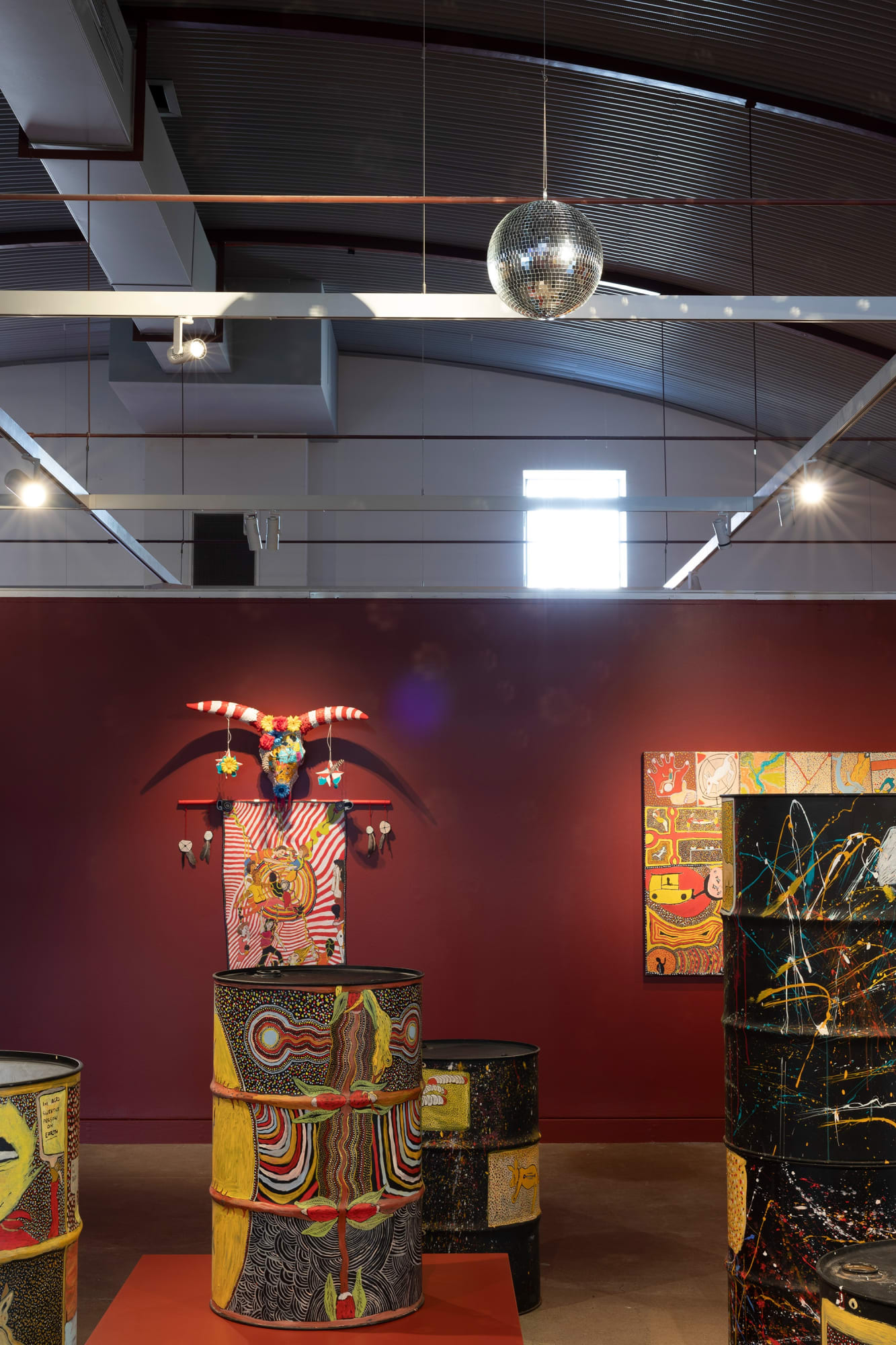 Disco Dreamtime Drums exhibition installation view. Photograph by Jessica Maurer.