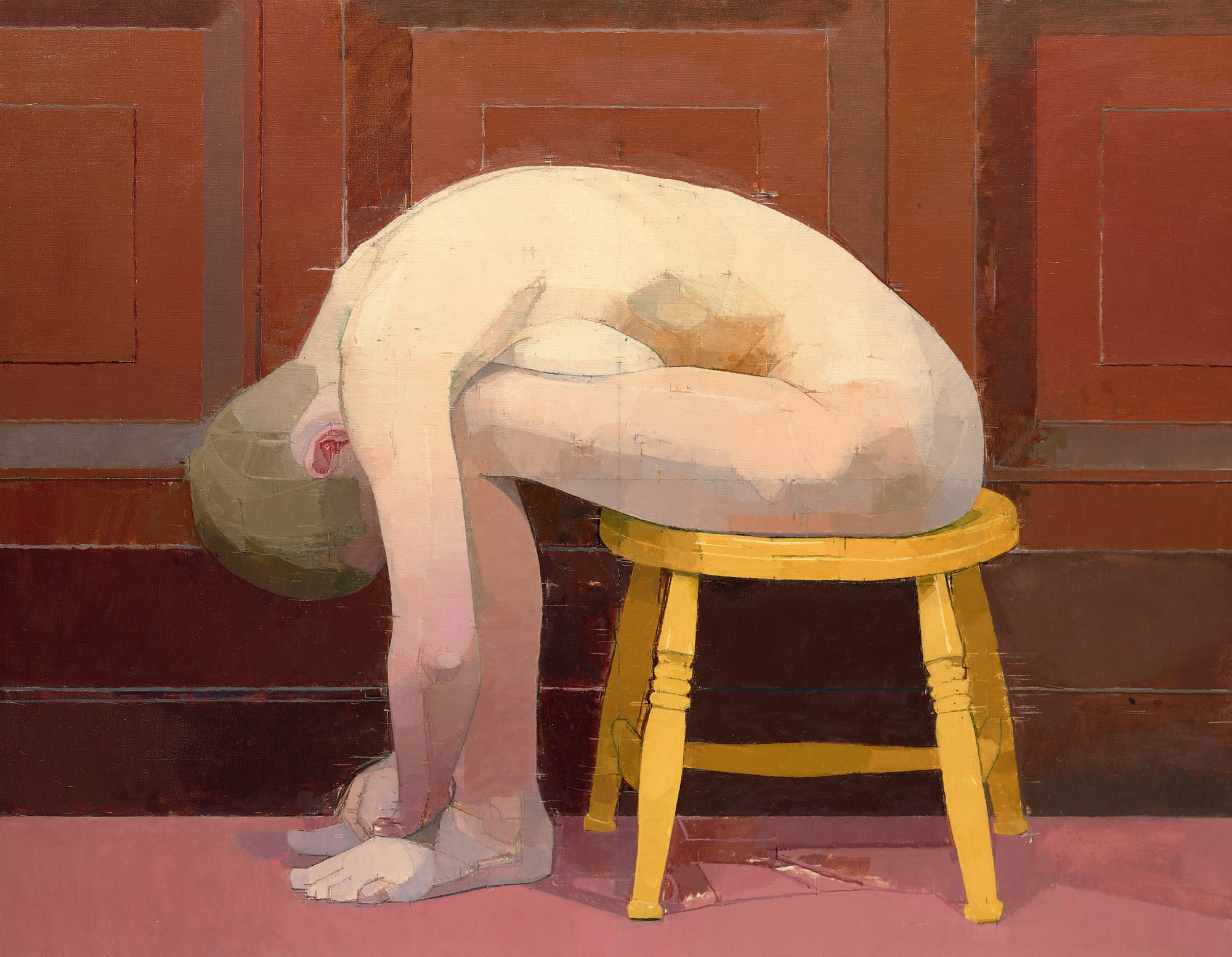 Curled Nude on a Stool, 1982-83. Oil on canvas, Ferens Art Gallery museum.