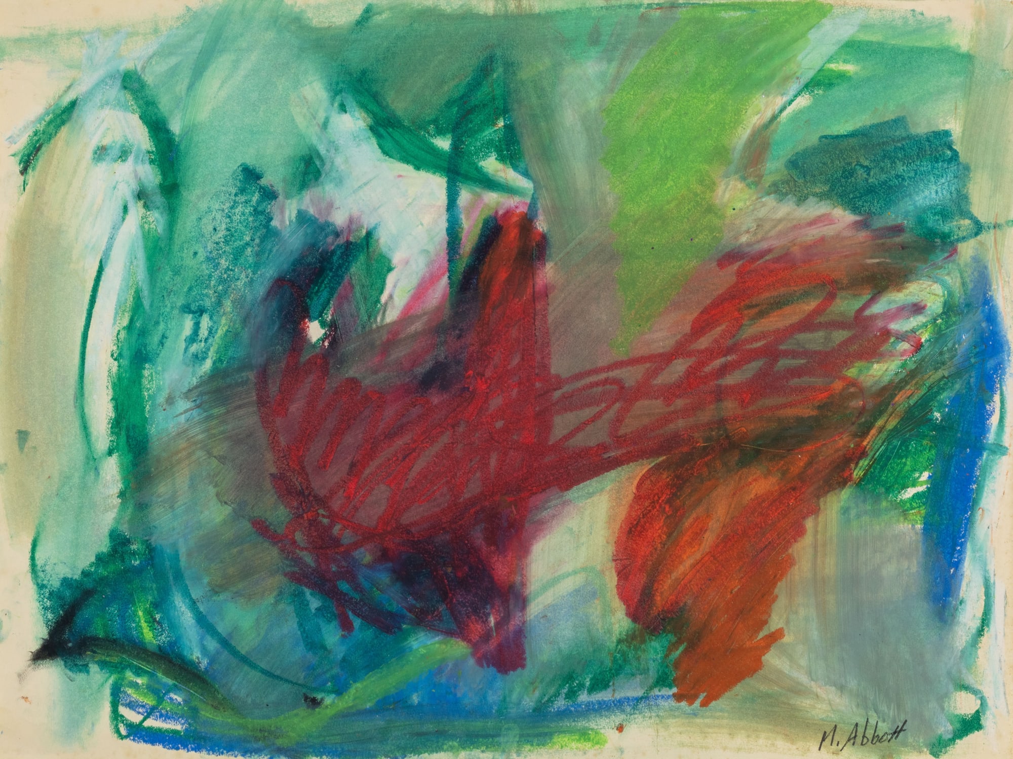 Mary Abbott (1921-2019) Untitled Signed at lower right: M. Abbott Oil on paper 18 x 24 inches 45.7 x 61 cm