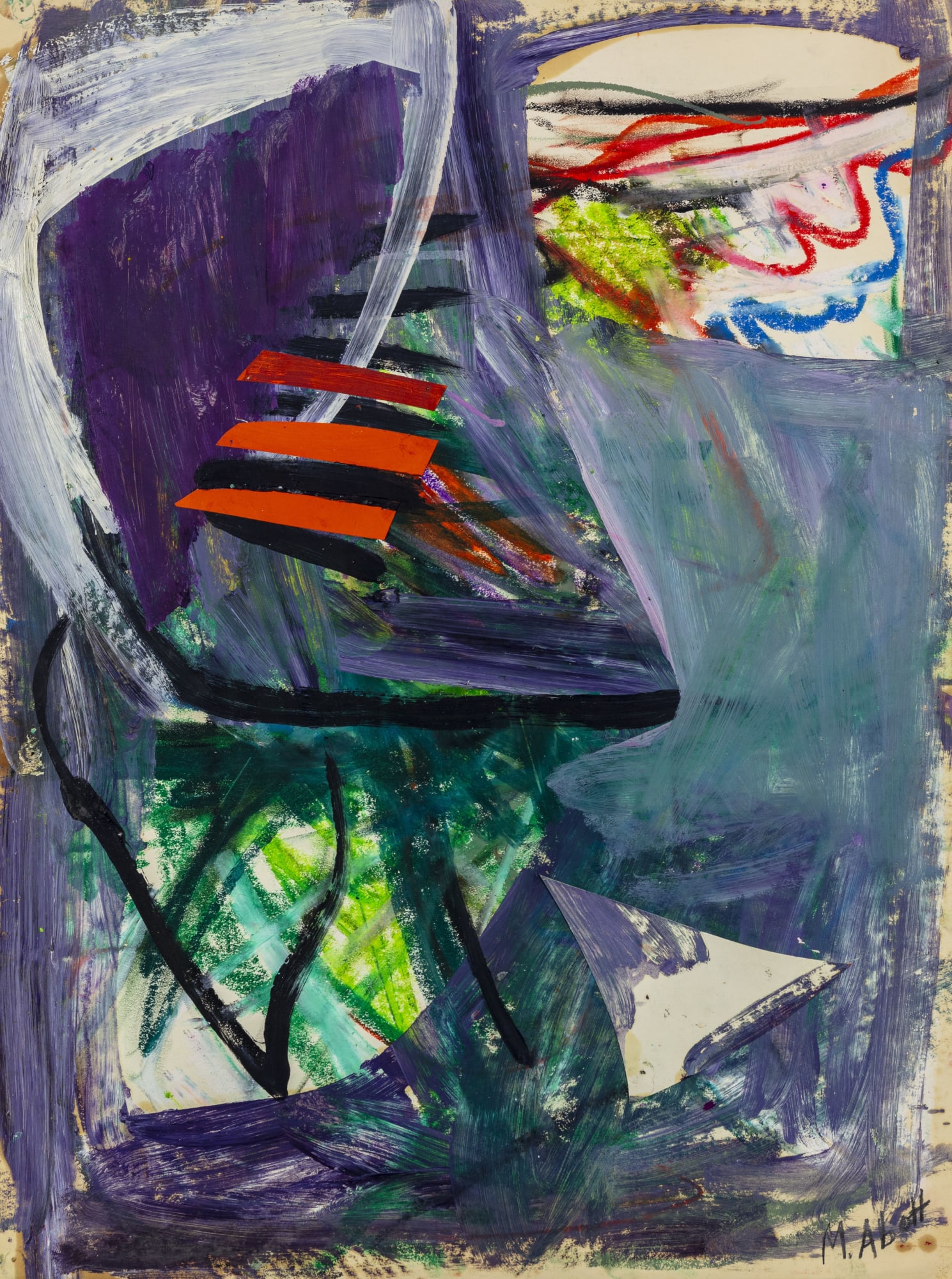 Mary Abbott (1921-2019) Untitled Signed at lower right: M. Abbott Oil collage on paper 24 x 18 inches 61 x 45.7 cm