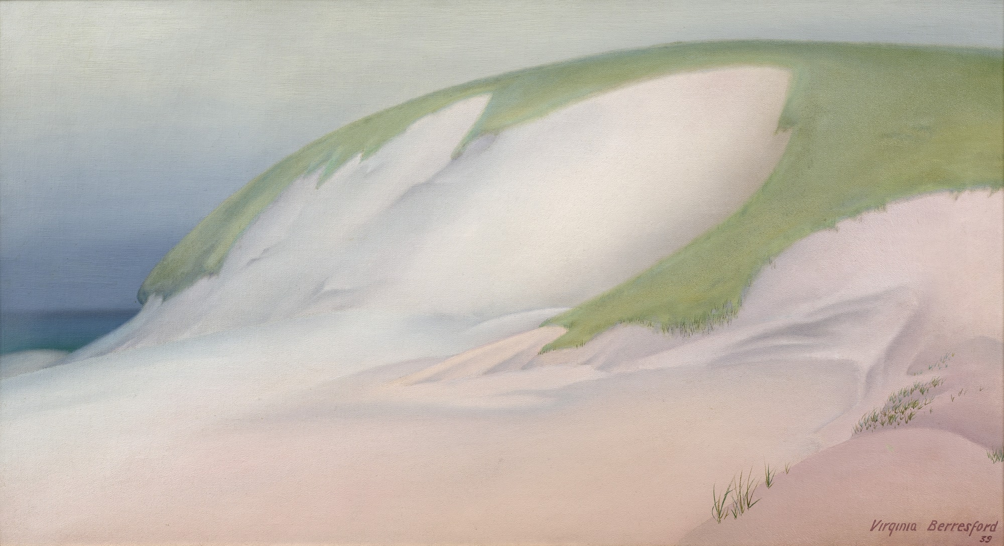 Virginia Berresford 1902-1995 Dunes II, 1939 Signed and dated at lower right: Virginia Berresford / 39 Oil on canvas 18 x 33 inches 45.7 x 83.8 cm SOLD