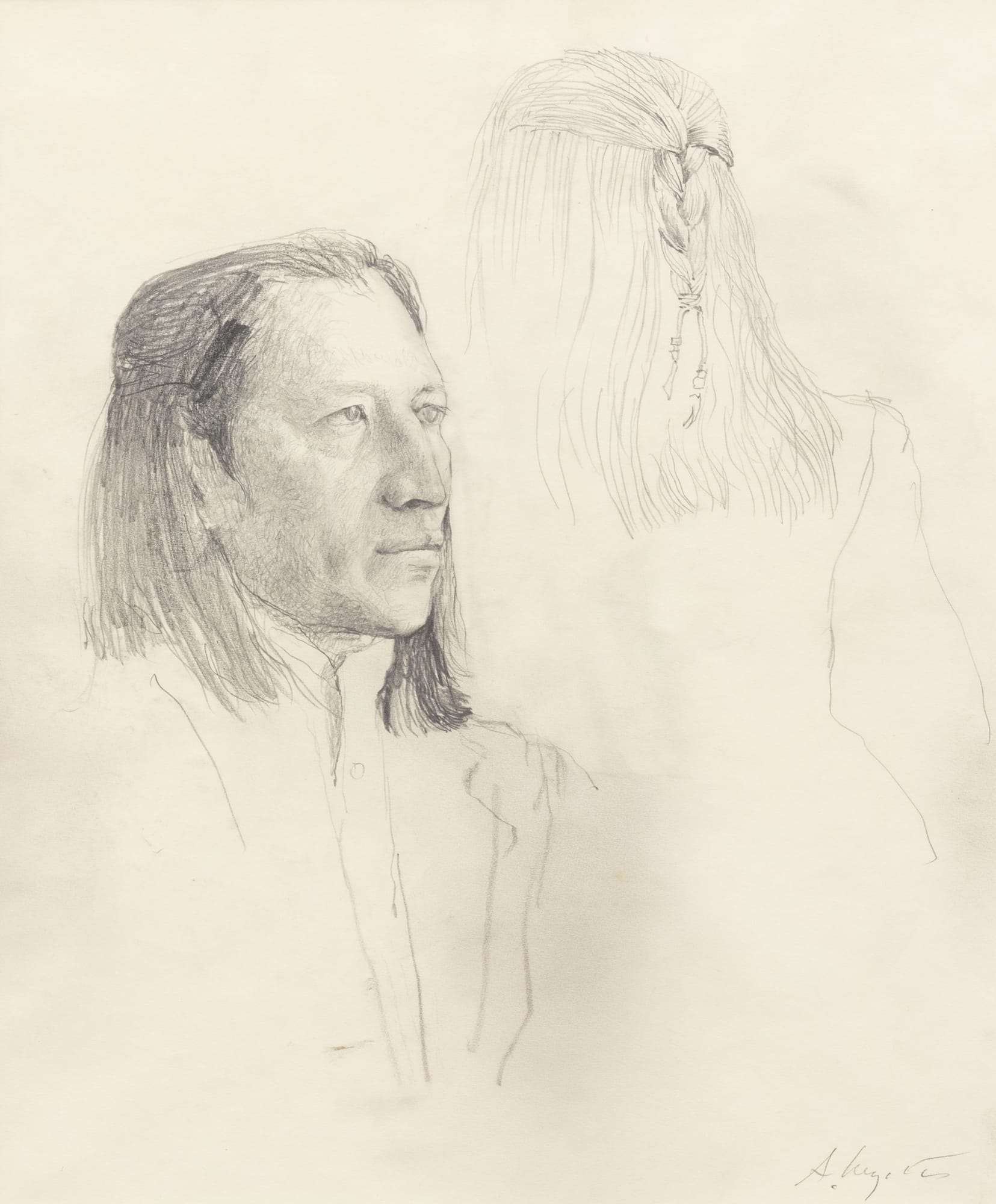 Andrew Wyeth (1917-2009) Nogeeshik Study, 1972 Signed at lower right: A. Wyeth Pencil on paper 13 x 10½ inches 33 x 26.7 cm © Wyeth Foundation for American Art/Artists Rights Society (ARS), NY