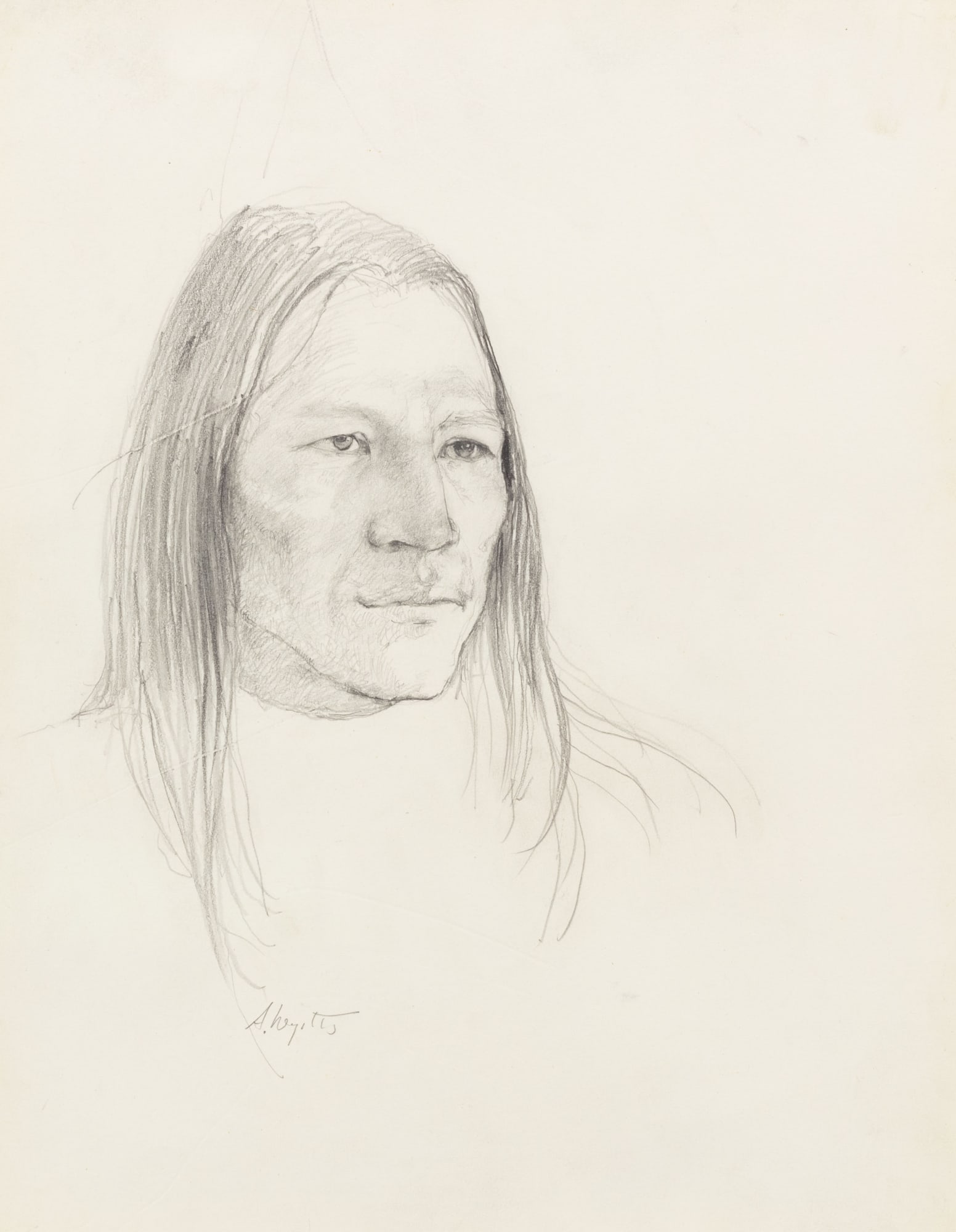 Andrew Wyeth (1917-2009) Nogeeshik Study, 1972 Signed at lower left: A. Wyeth Pencil on paper 13½ x 10⅝ inches 34.3 x 27 cm © Wyeth Foundation for American Art/Artists Rights Society (ARS), NY