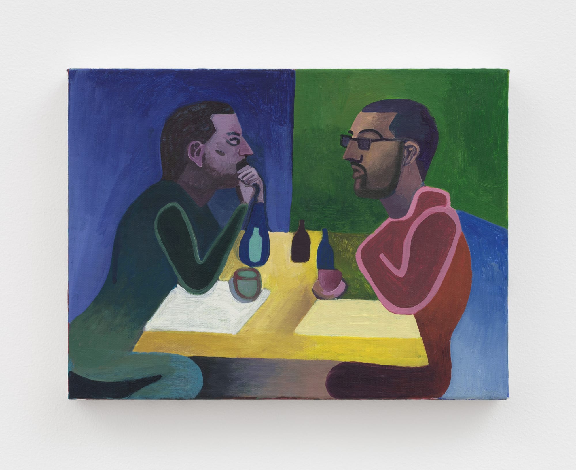 Alex Bradley Cohen Tim and Scott at Diner, 2020 Acrylic on canvas 9 x 12 inches