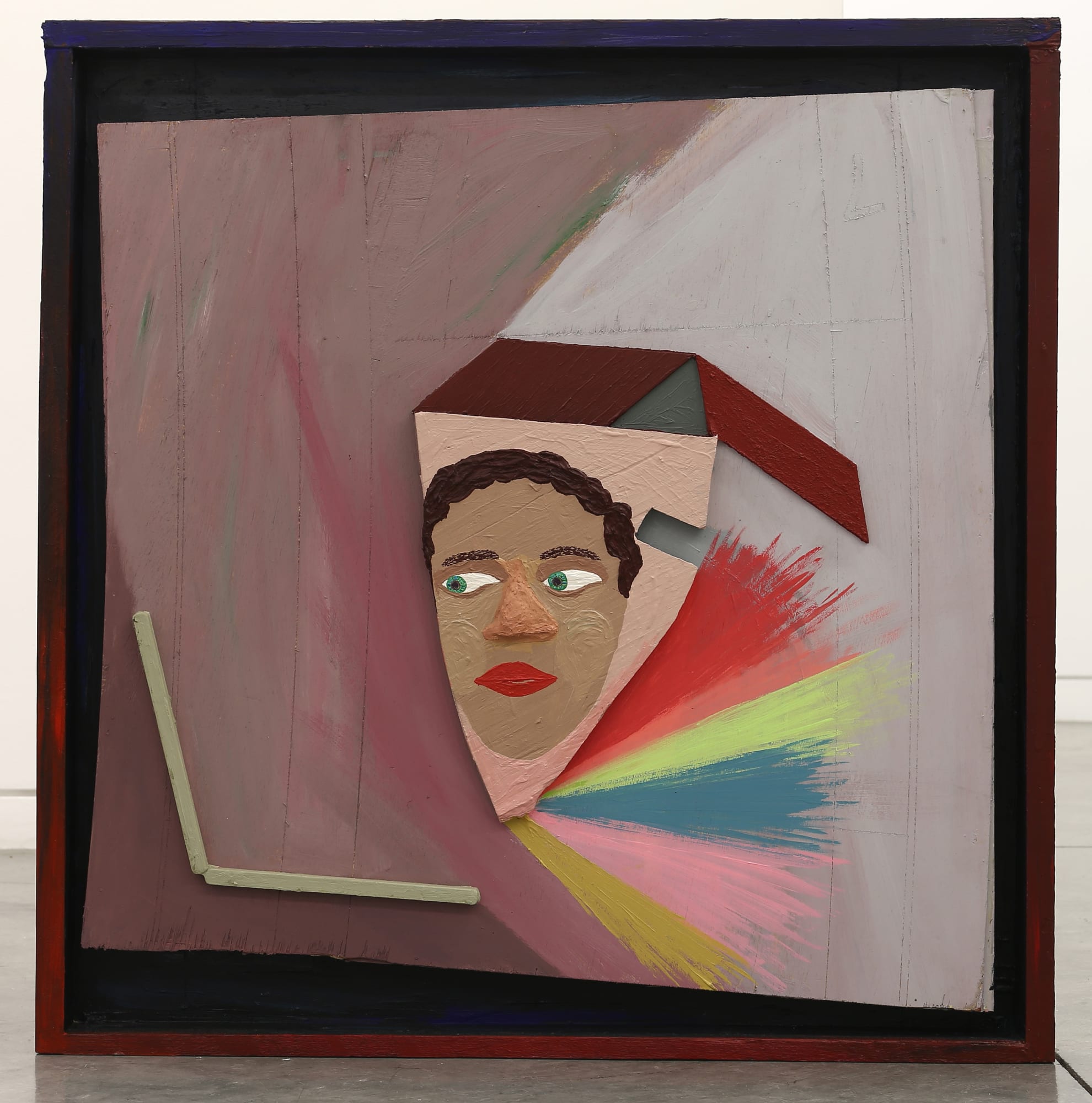 Chris Johanson I Did Not Yet Know/Technology, 2015 Acrylic on found wood, double-sided 14½ x 13¾ inches