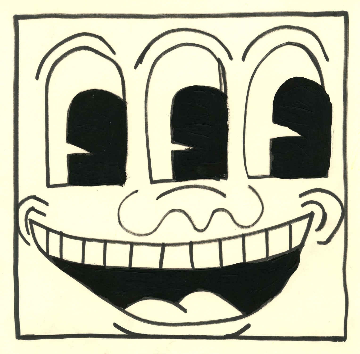 Danny Thach After Keith Haring, 2018 Marker and acrylic on paper 11 x 11 inches