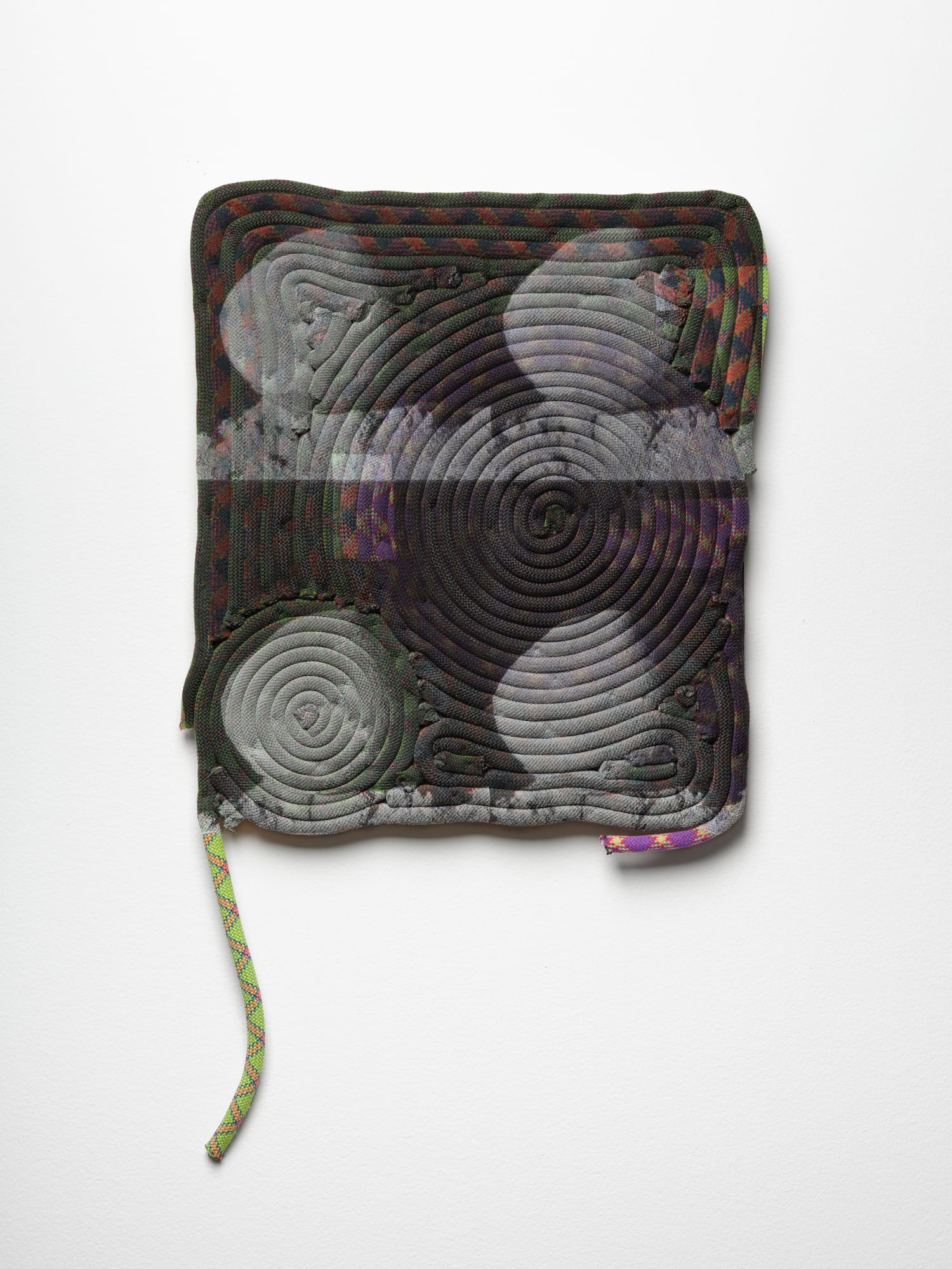 Cole Barash Seeing Is Without Limit, 2025 Repurposed climbing rope, UV ink, wood panel 17 x 14¼ in. 43.18 x 36.20 cm