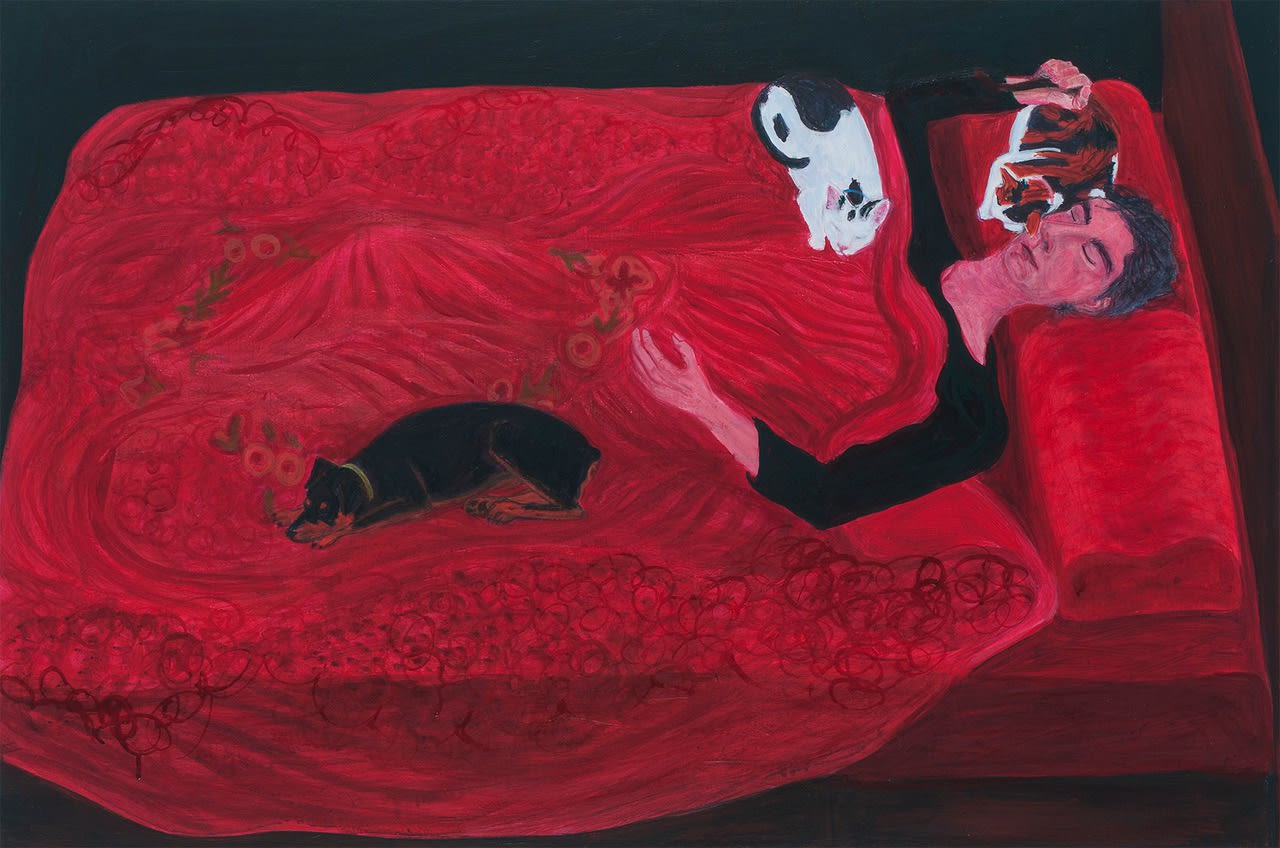 Sarah McEneaney, Sleep Fall 2016, 2017 acrylic on wood, 24 x 36 in