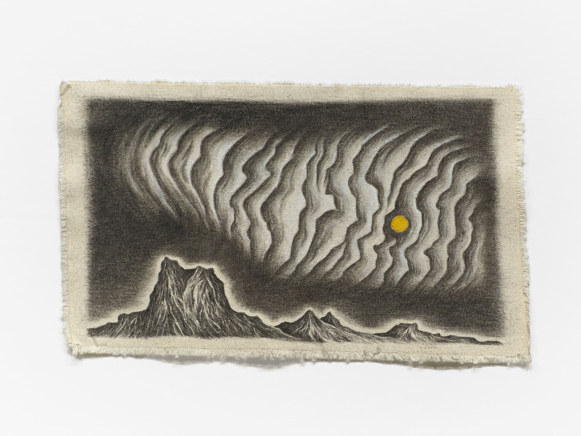 Robyn O’Neil Moon over Mount Vernon, 2020 graphite and watercolor on canvas 8 x 13 in (20.3 x 33 cm) 10 3/4 x 14 1/4 x 1 1/2 in (27.3 x 36.2 x 3.8 cm) framed RON 174 SOLD