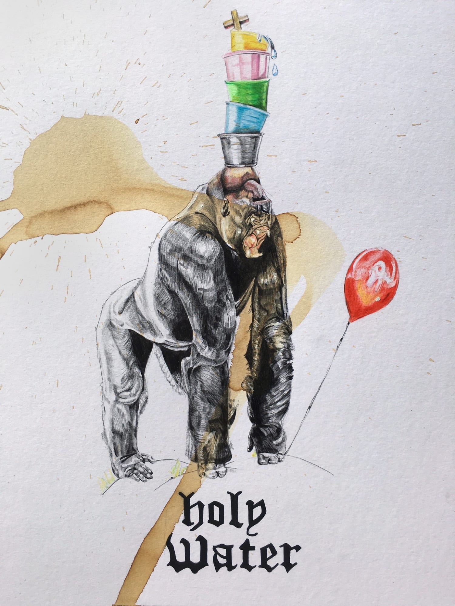 David McGee, Holy Water, 2020 mixed medium on board, 20 x 16 in