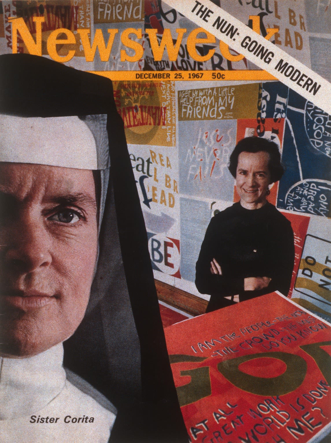 Corita on cover of Newsweek magazine, December 25, 1967.