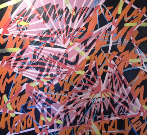 Swarming city…, 2006, Oil, acrylic and spray paint on canvas, 66 x 71 ¼ inches.