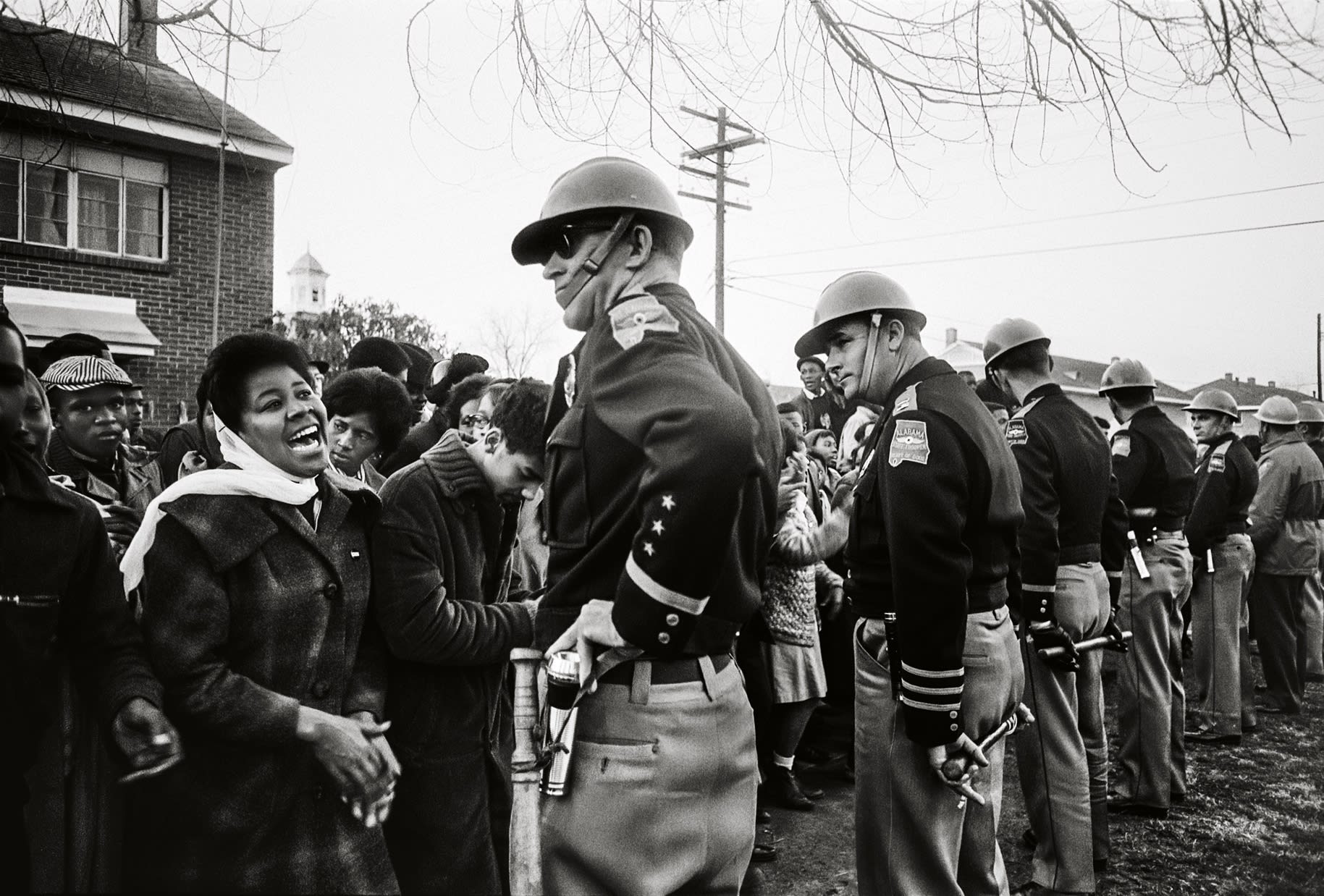 Steve Schapiro Demonstrator and Troopers, Selma, 1965