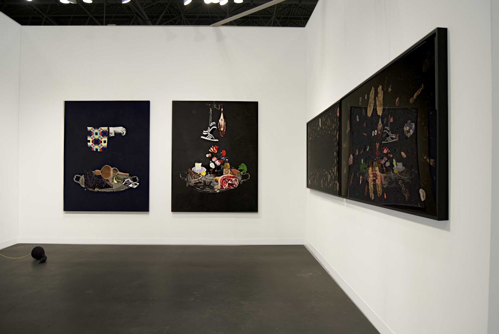 Installation view of three William Villalongo paintings at the Armory Show