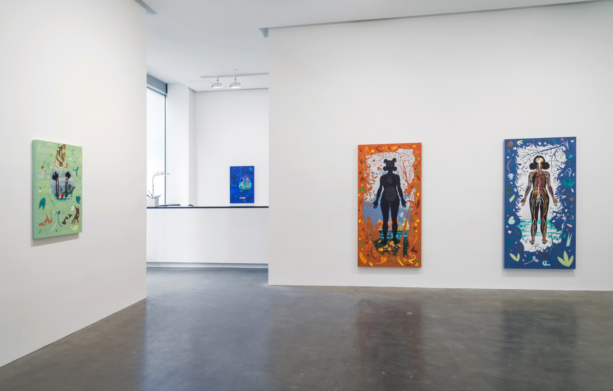 Installation view of four William Villalongo paintings at Susan Inglett Gallery