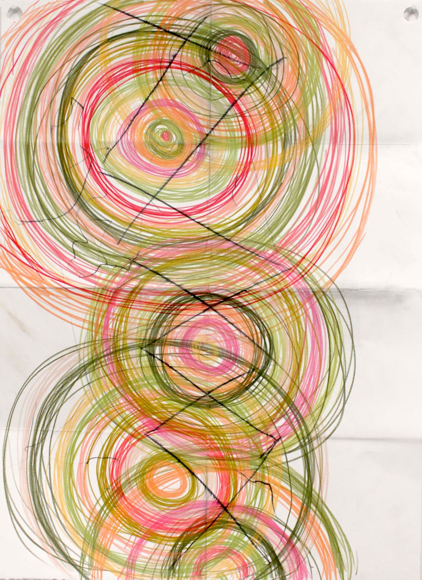 Multicolored drawing with circular doodles