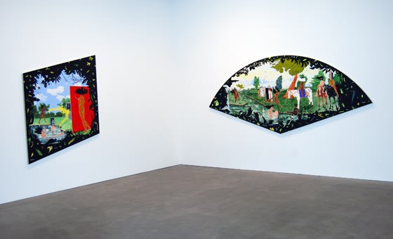 Installation view of William Villalongo paintings exhibited at Susan Inglett Gallery
