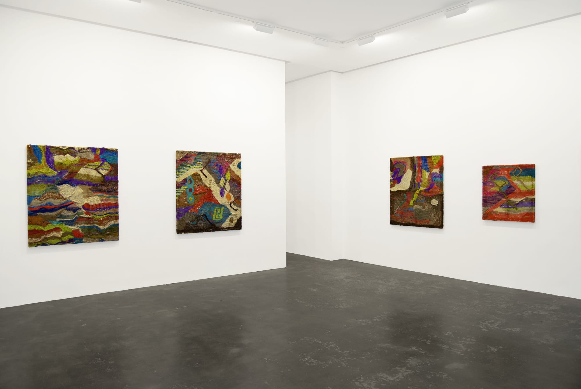 Installation view of five Channing Hansen works in his "I, Algorithm" exhibition at Susan Inglett Gallery