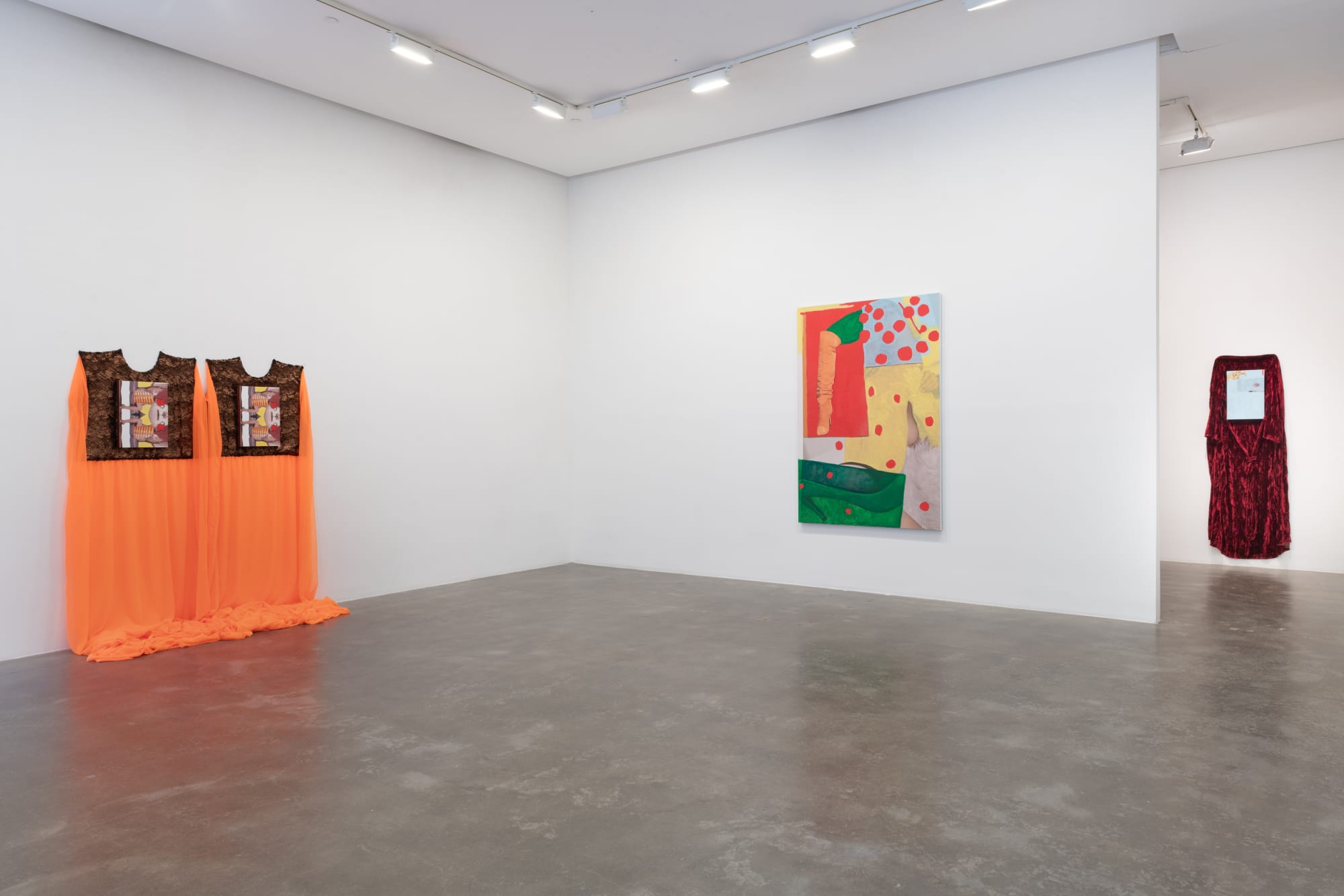 Installation view, BEVERLY SEMMES: Cut Paste, at Susan Inglett Gallery, NYC. Photo: Adam Reich