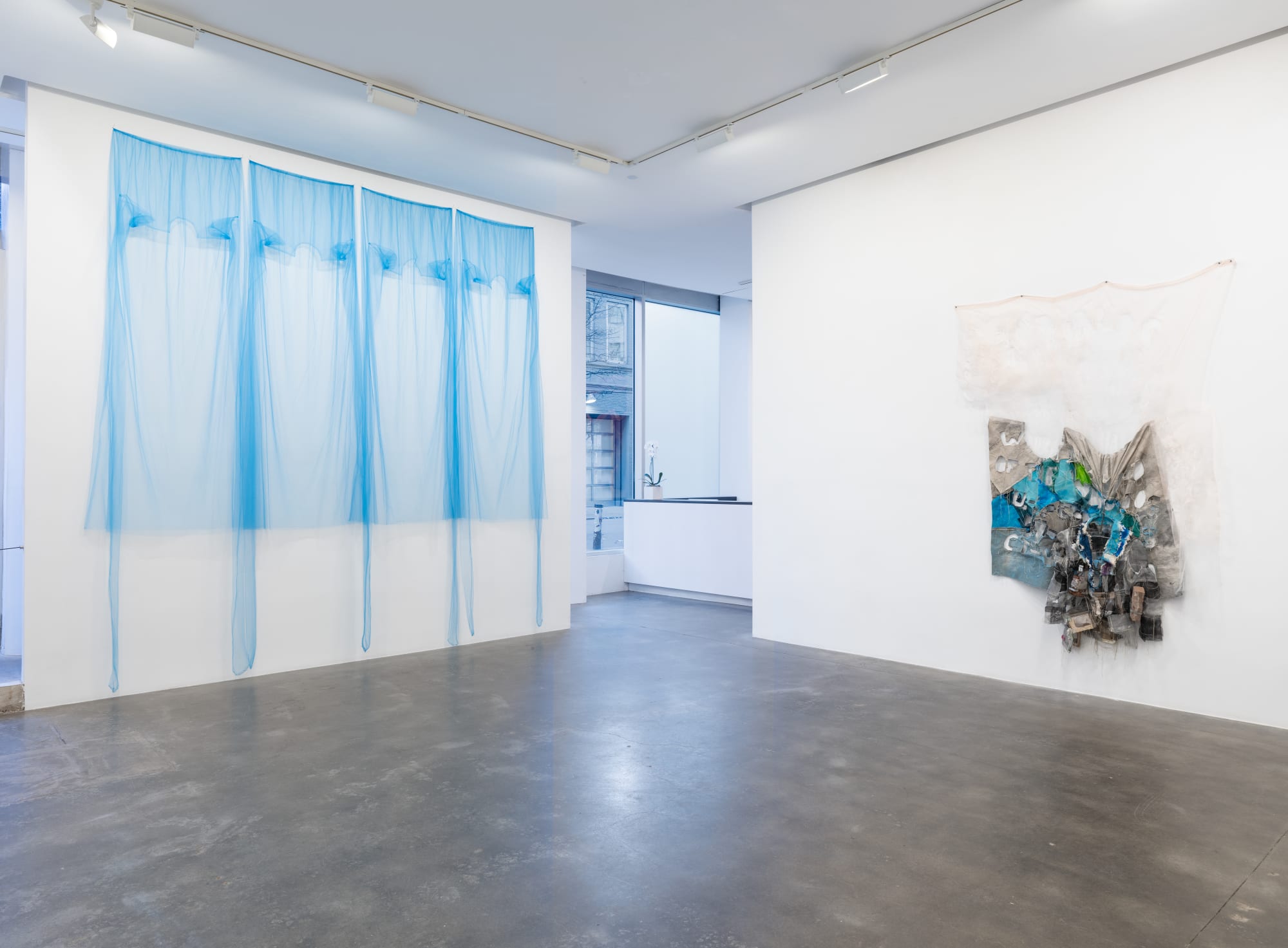 Installation view of Drop, Cloth, curated by Glenn Adamson and Severin Delfs, at Susan Inglett Gallery, NYC | Photo: Adam Reich