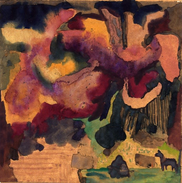 Watery rendering of some clouds with soft patches of color and a dark background