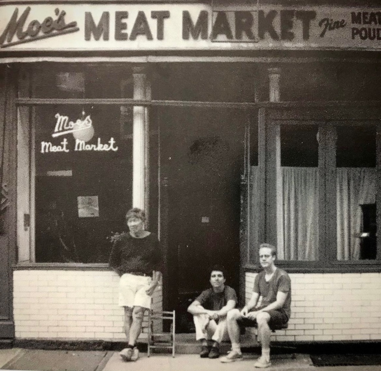 Robert Kobayashi, Juan Iribarren, and Patrick Neal outside Moe's Meat Market