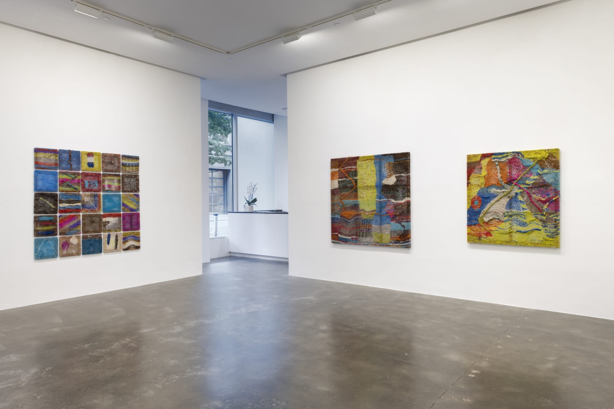 Installation view of three Channing Hansen works in his "I, Algorithm" exhibition at Susan Inglett Gallery