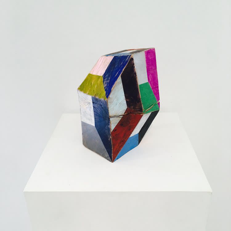 Clark Derbes carved wood sculpture color geometric abstraction