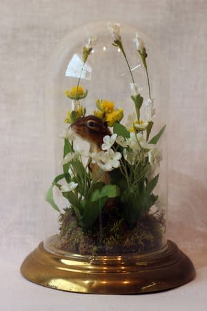 Joseph Peragine Love Me Til my heart stops bell jar sculpture mixed media