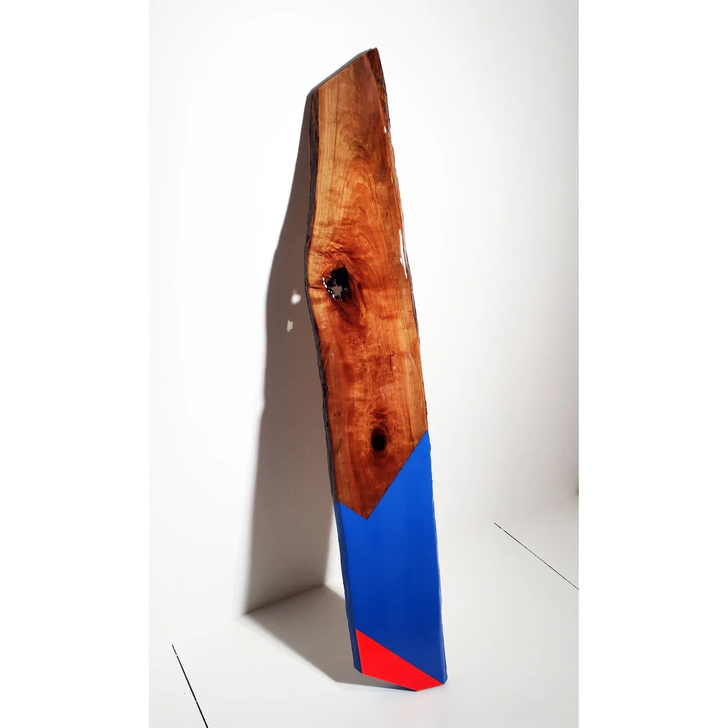 Leaner #68, Acrylic, cherry and uv resin, 12" W, 66" H, 2" D, 2019