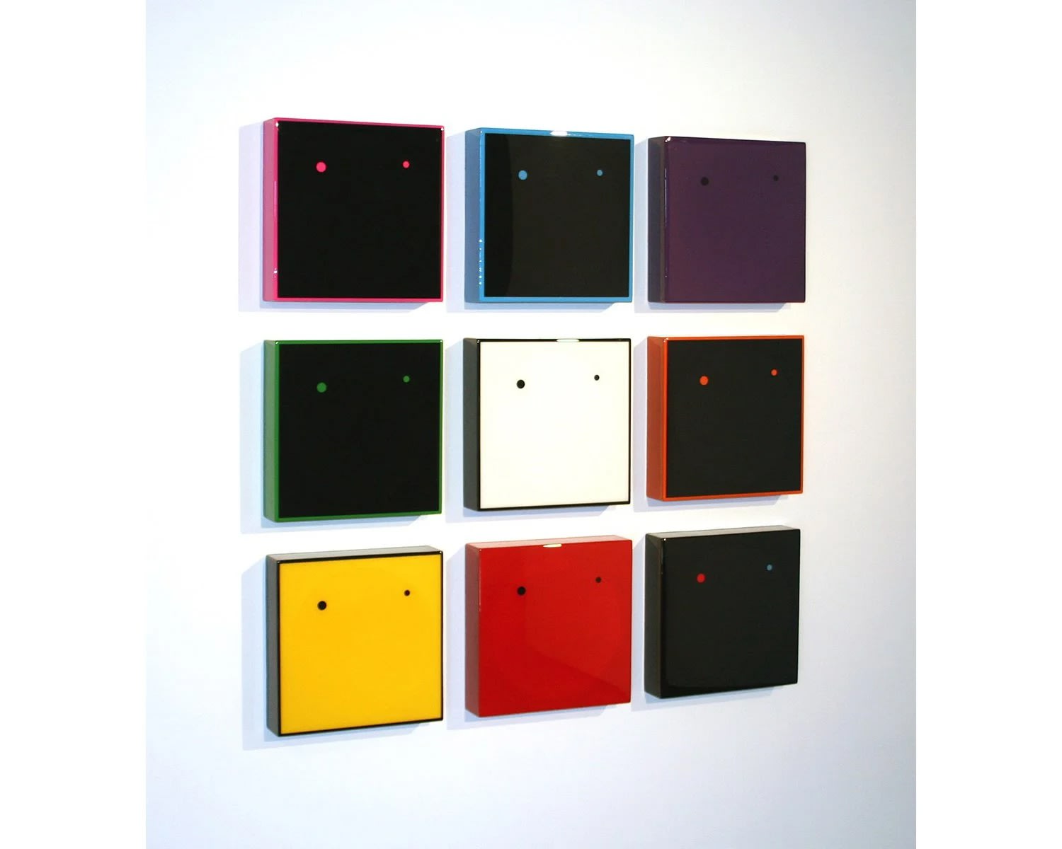 Nixon Newton Watch Collection, Acrylic, mdf, spray paint and uv resin, (9) 14"W, 14" H, 3" D, overall installation, 60" W, 60" H, 3" D, 2010