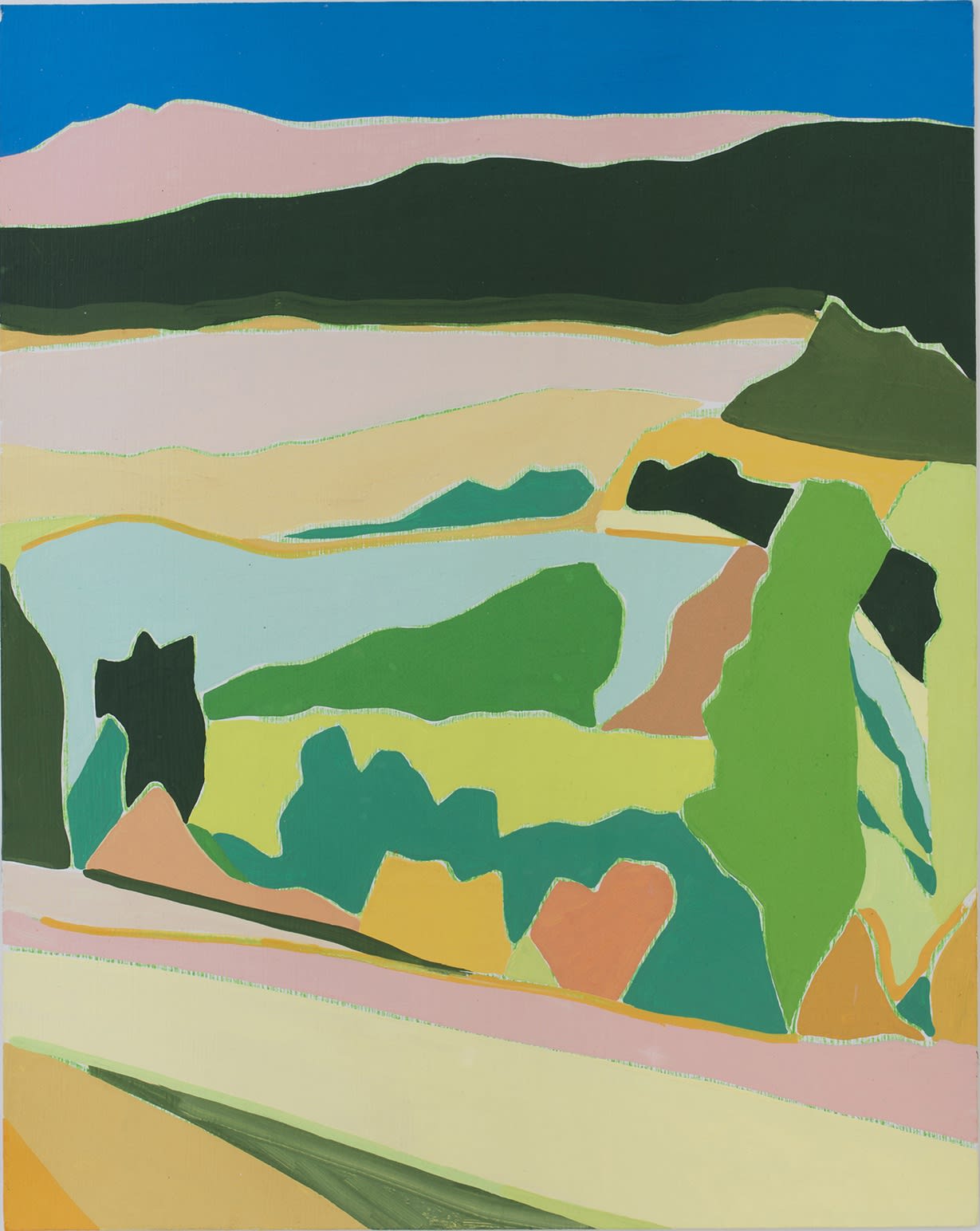 Walnut Farmland and Forest, Dordogne, France, 2021 Watercolor, gouache and pencil on paper 39.5 x 31.5 cm. / 15.5 x 12.5 in. (unframed size) 47 x 39.5 cm. / 18.5 x 15.5 in. (framed size)