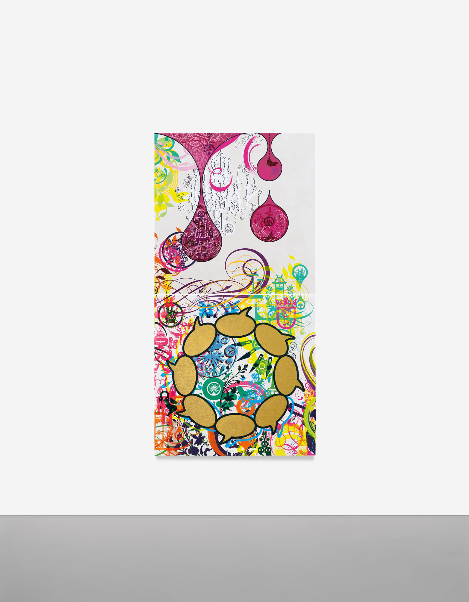 Mindscape 4 and Mindscape 5 Acrylic and metal leaf on linen 72 x 36 inches 182.9 x 91.5 cm