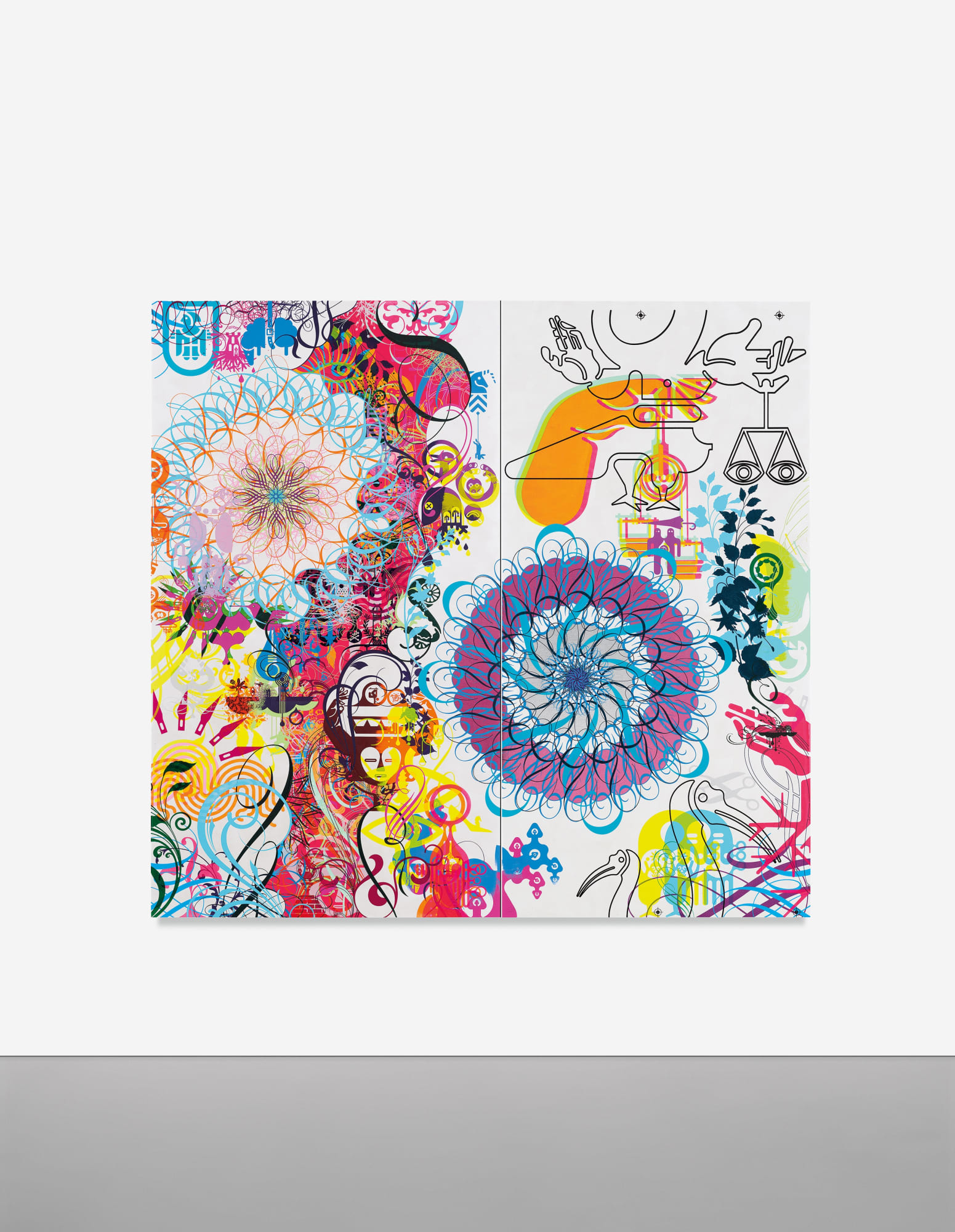 Mindscape 44 and Mindscape 45 Acrylic and metal leaf on linen 72 x 76 inches 182.9 x 193 cm