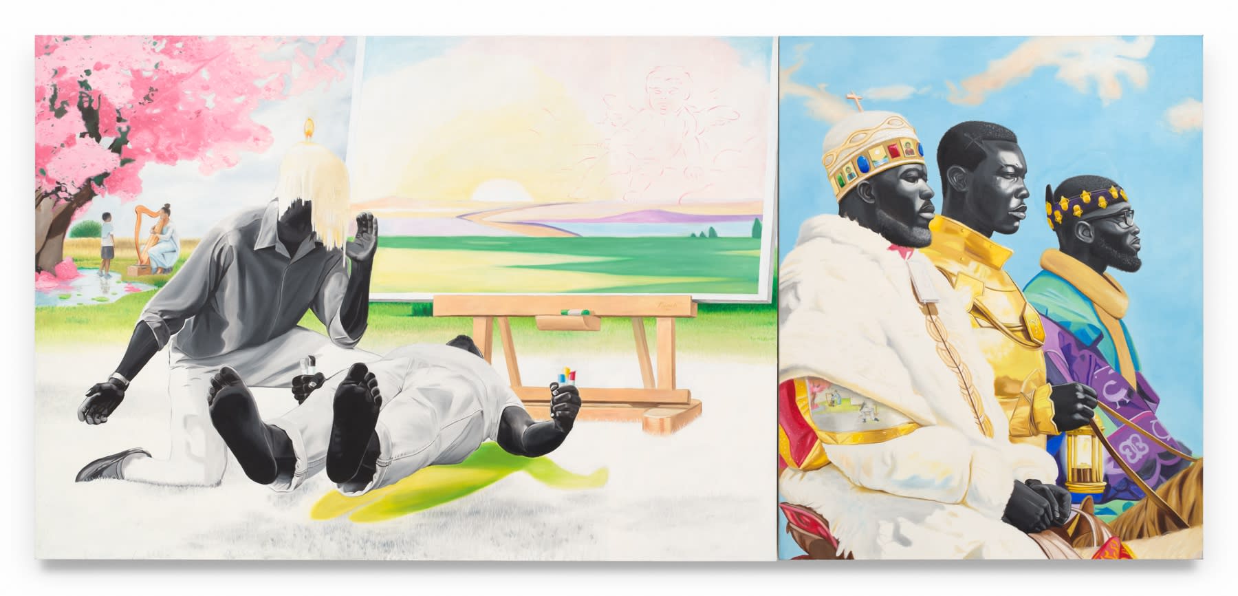 CONRAD EGYIR La Gloire de Rois, 2024 Oil, acrylic, and glitter on canvas 60 x 132 inches 152.4 x 335.3 cm