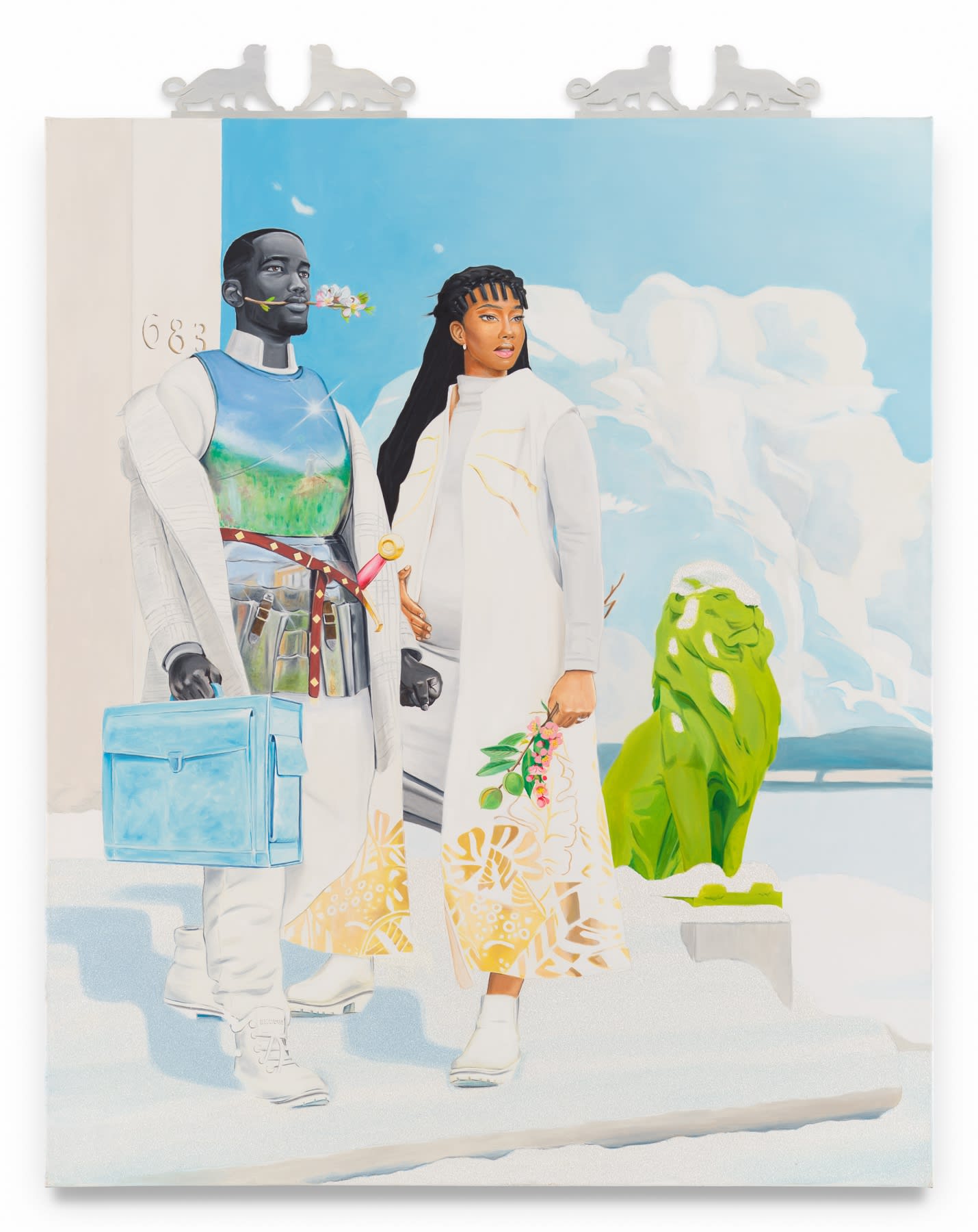 CONRAD EGYIR La Main de Dieu, 2024 Oil, acrylic, and glitter on canvas 78 x 60 inches 198.1 x 152.4 cm