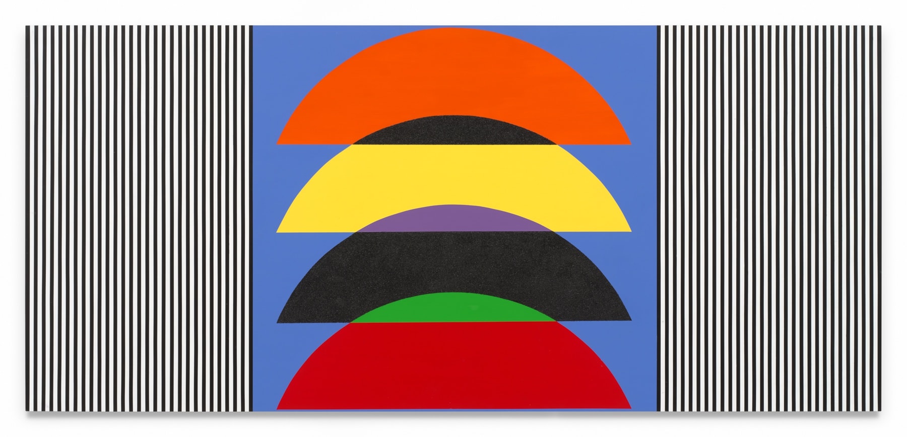 RICO GATSON Untitled (Four Vibrations), 2024 Acrylic paint and glitter on wood 36 x 80 inches 91.4 x 203.2 cm