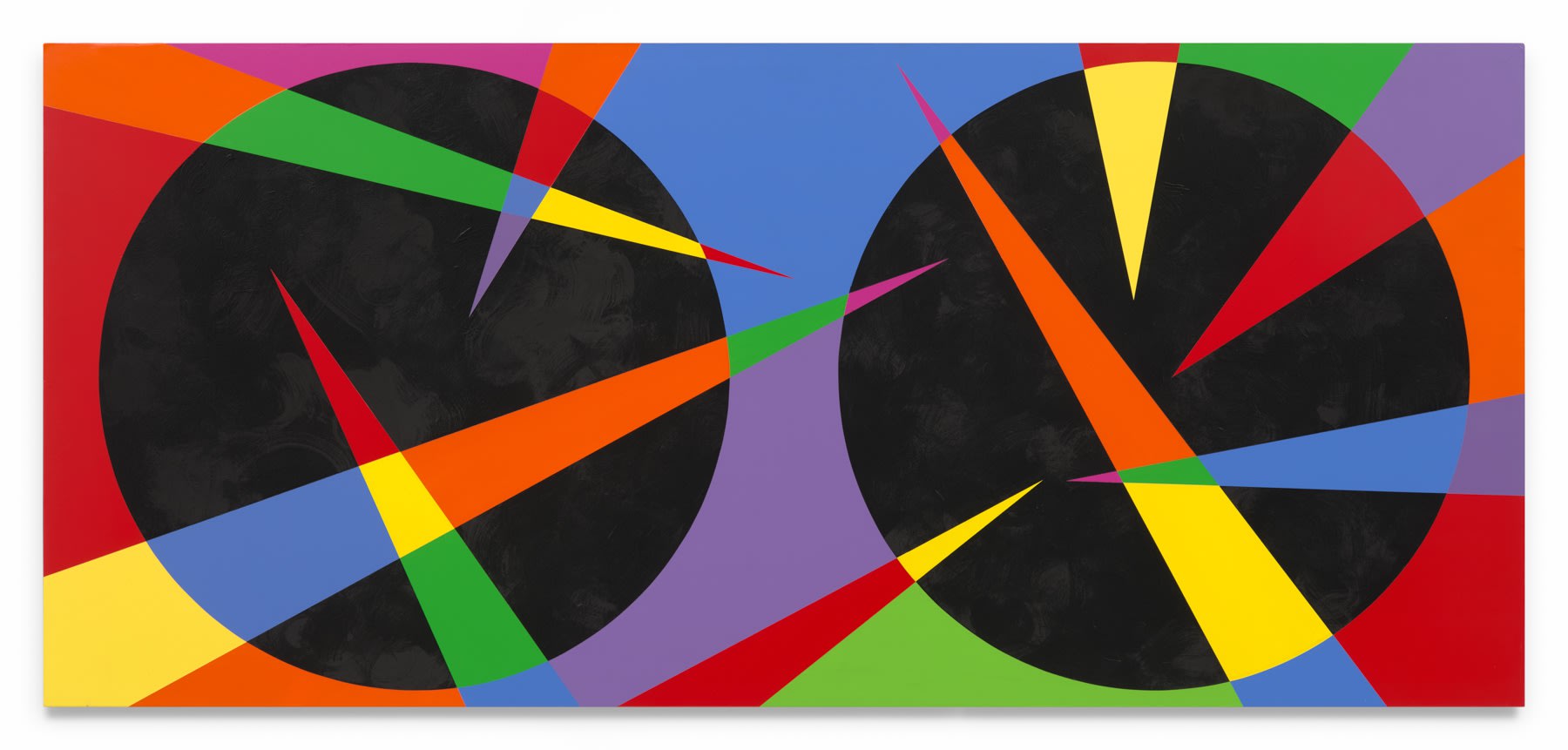 RICO GATSON Untitled (Travelers), 2024 Acrylic paint on wood 36 x 80 inches 91.4 x 203.2 cm