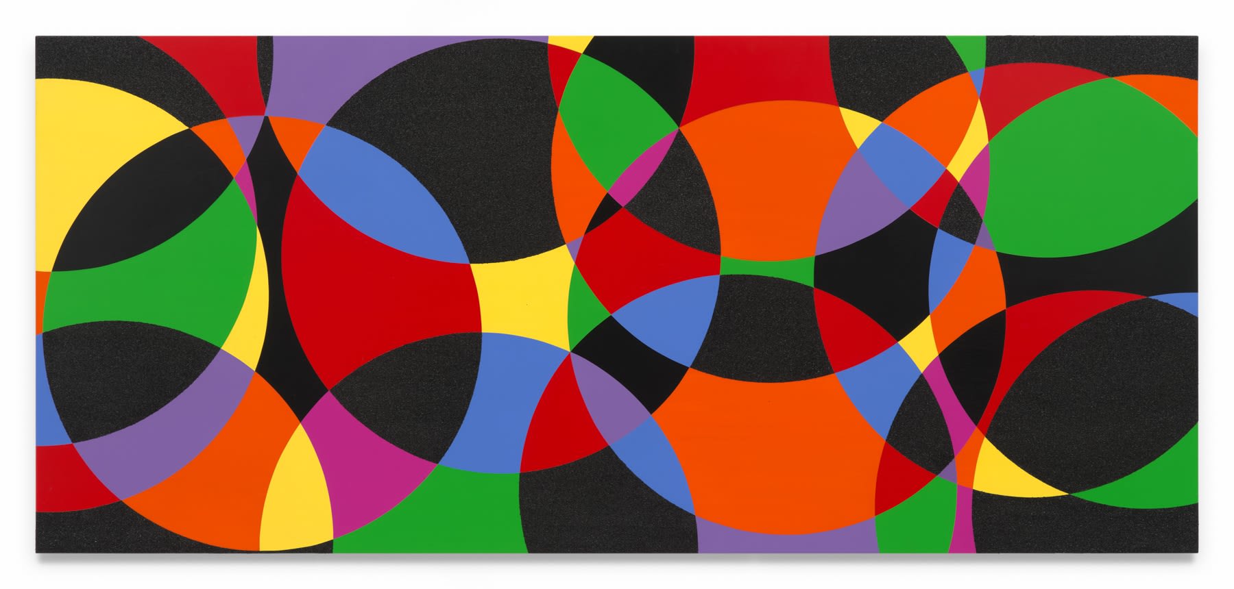 RICO GATSON Untitled (Circle Theory I), 2024 Acrylic paint and glitter on wood 36 x 80 inches 91.4 x 203.2 cm (MMG#36972)