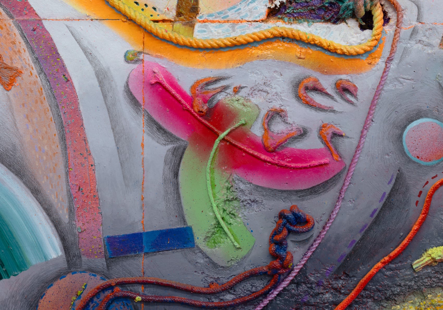 if only, if yet (detail 2), 2023, Oil and enamel paint, graphite on cast aluminum/painted wood, 28 1/2 x 28 x 3 inches, 72.4 x 71.1 x 7.6 cm