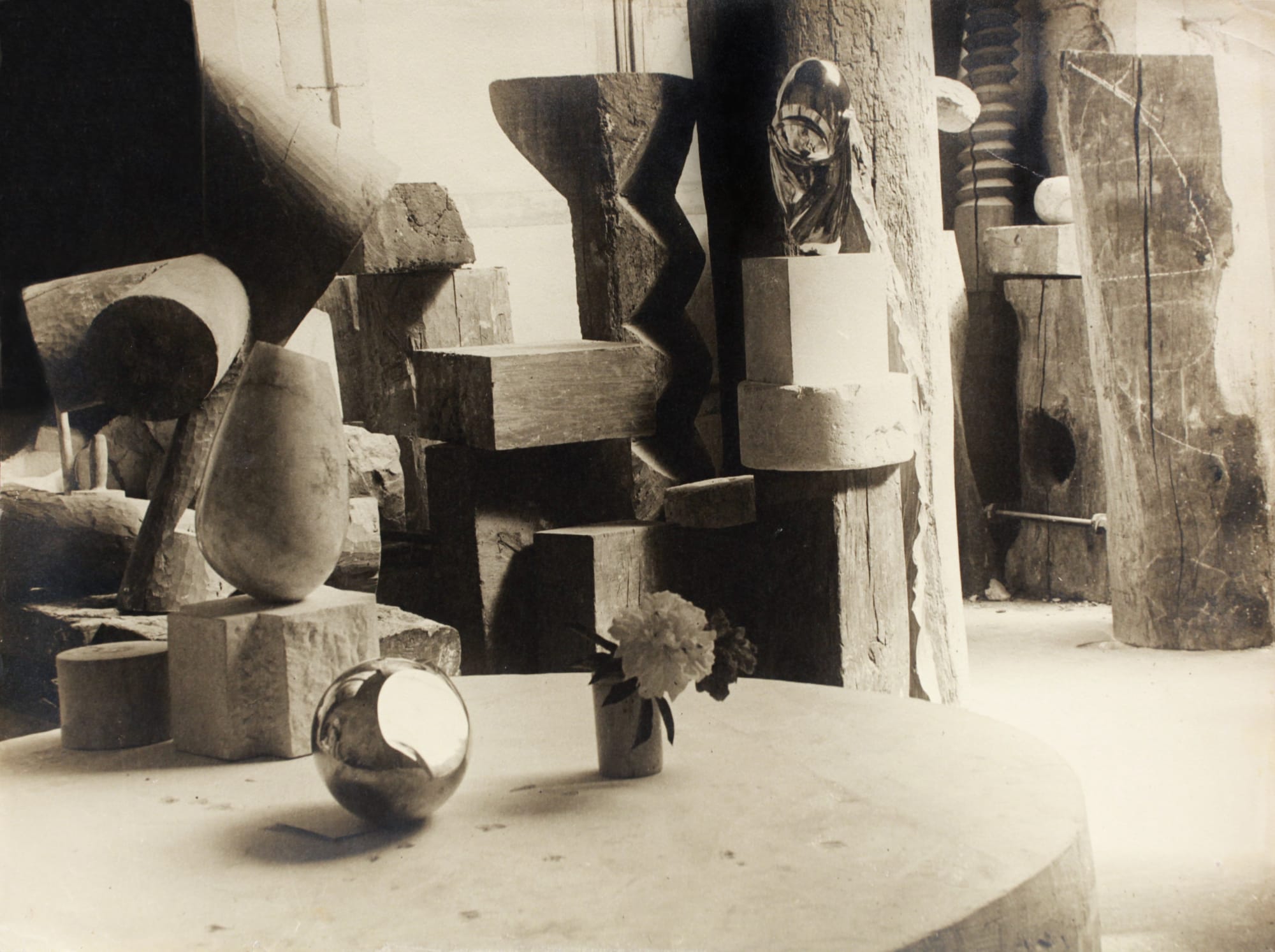 Studio View: The Sorceress, Torso of a Young Girl, The Newborn and Mademoiselle Pogany II, 1923
